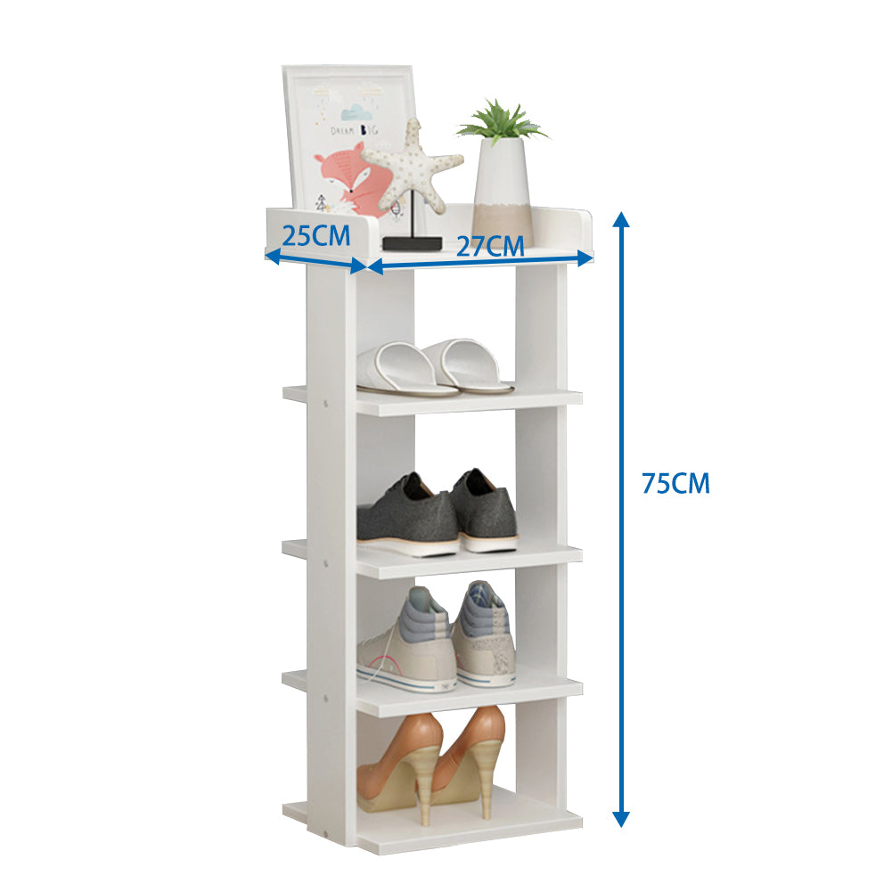 5 Tiers Shoe Rack Organizer Storage Stand Shelf Space Saving White