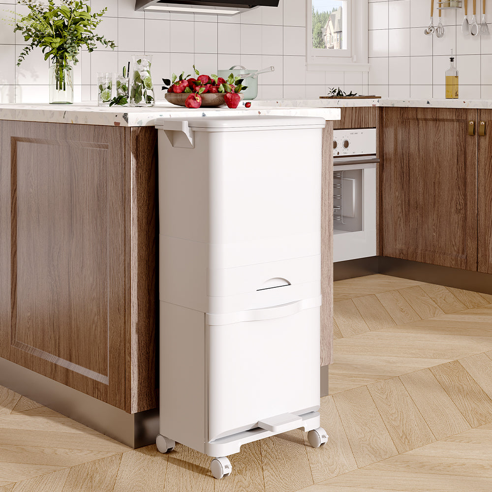 White Rubbish Dustbin Recycling Bin Rubbish Trash Home Kitchen