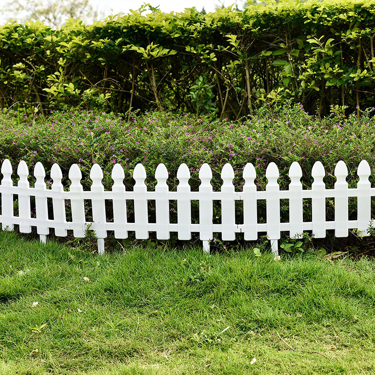 Plastic Picket Garden Fence Path Border Set of 4