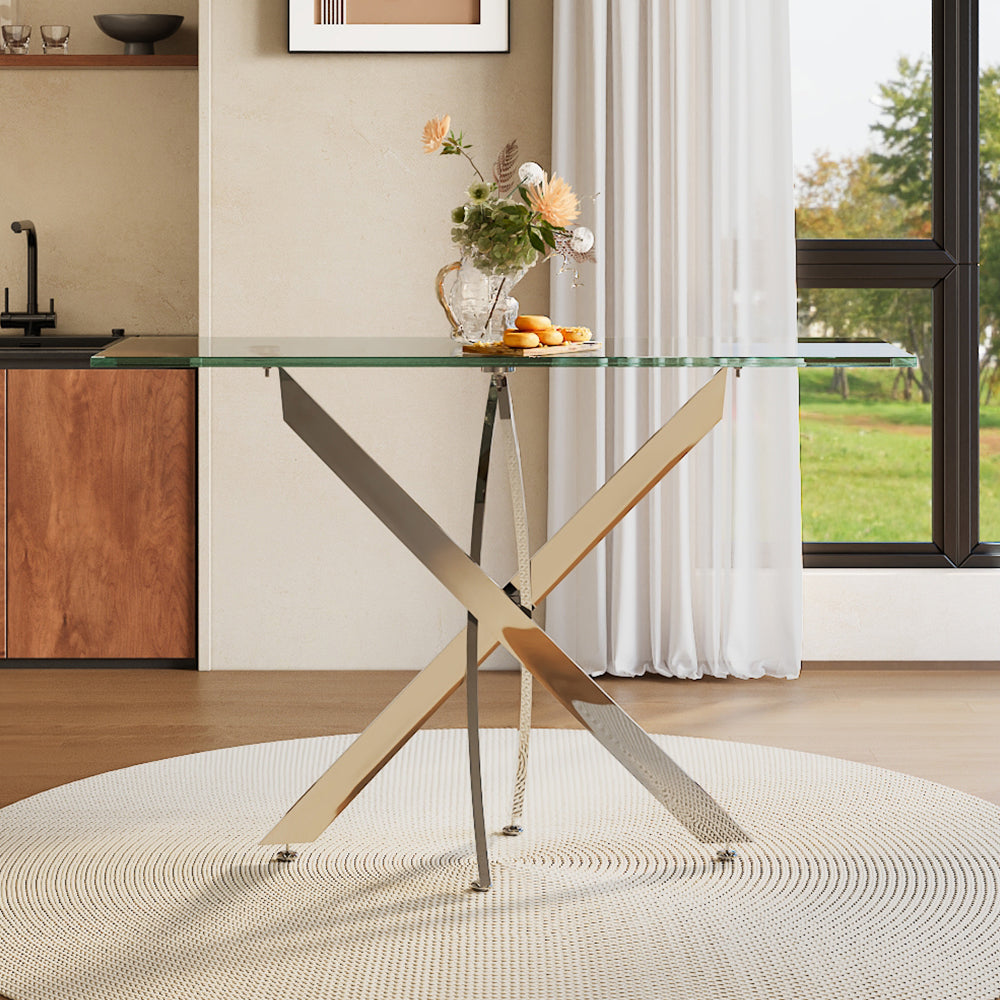 Modern and Futuristic Clear Glass Top Coffee End Table