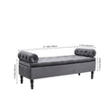Grey/Beige Flip Top Storage Bench with Side Arms