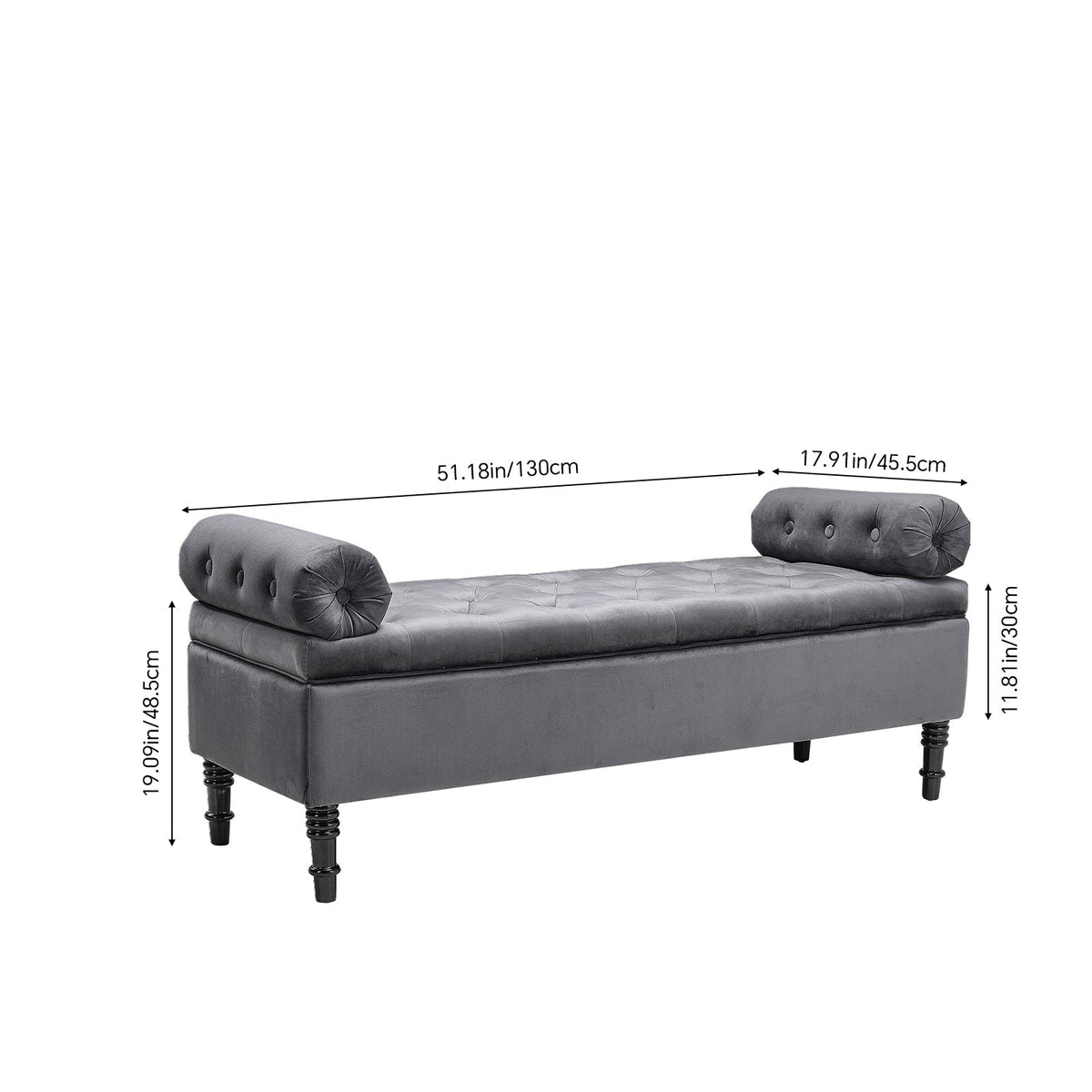 Grey/Beige Flip Top Storage Bench with Side Arms
