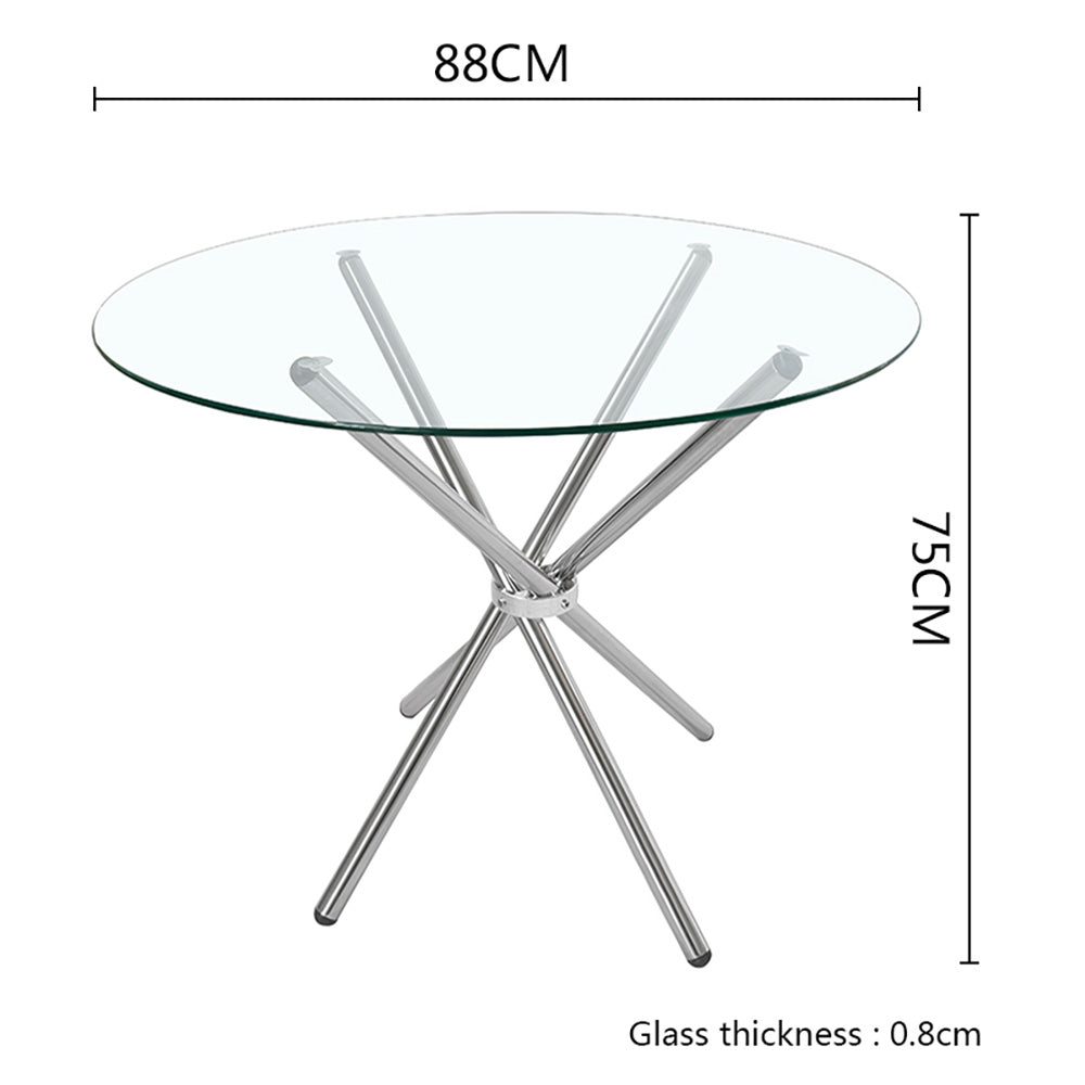 Tempered Glass Crossover Round Dining Table
