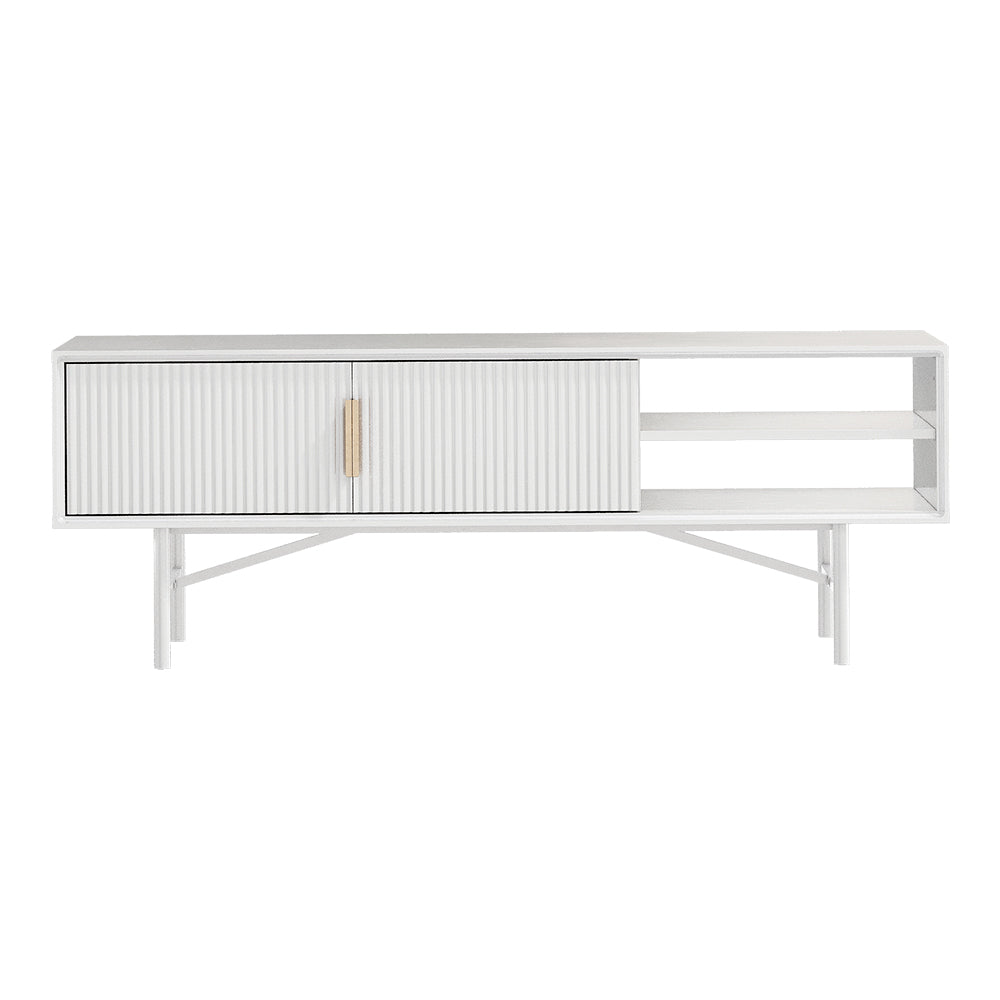 White Striped Wooden TV Stand