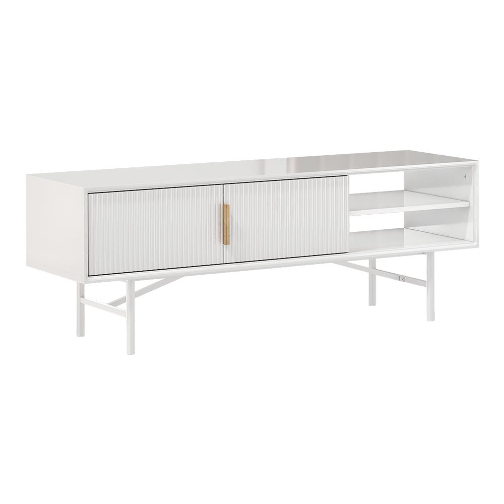 White Striped Wooden TV Stand