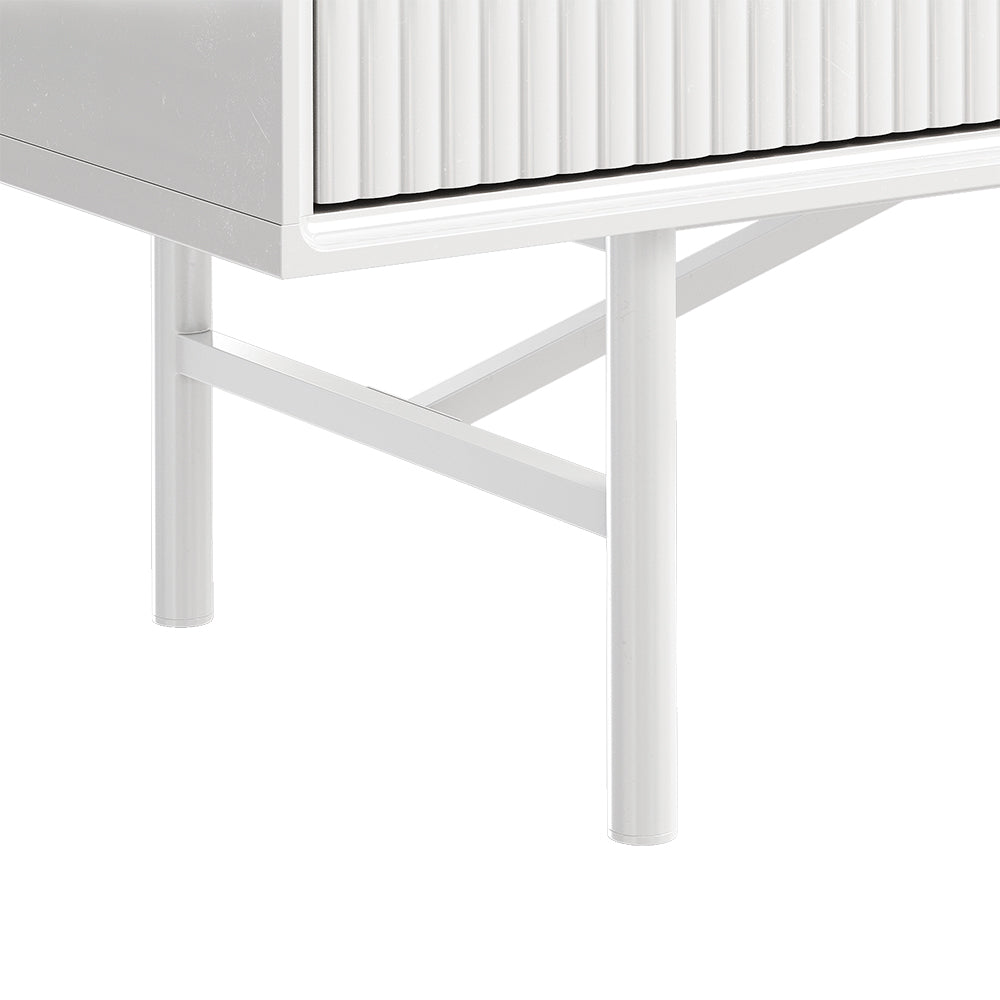 White Striped Wooden TV Stand