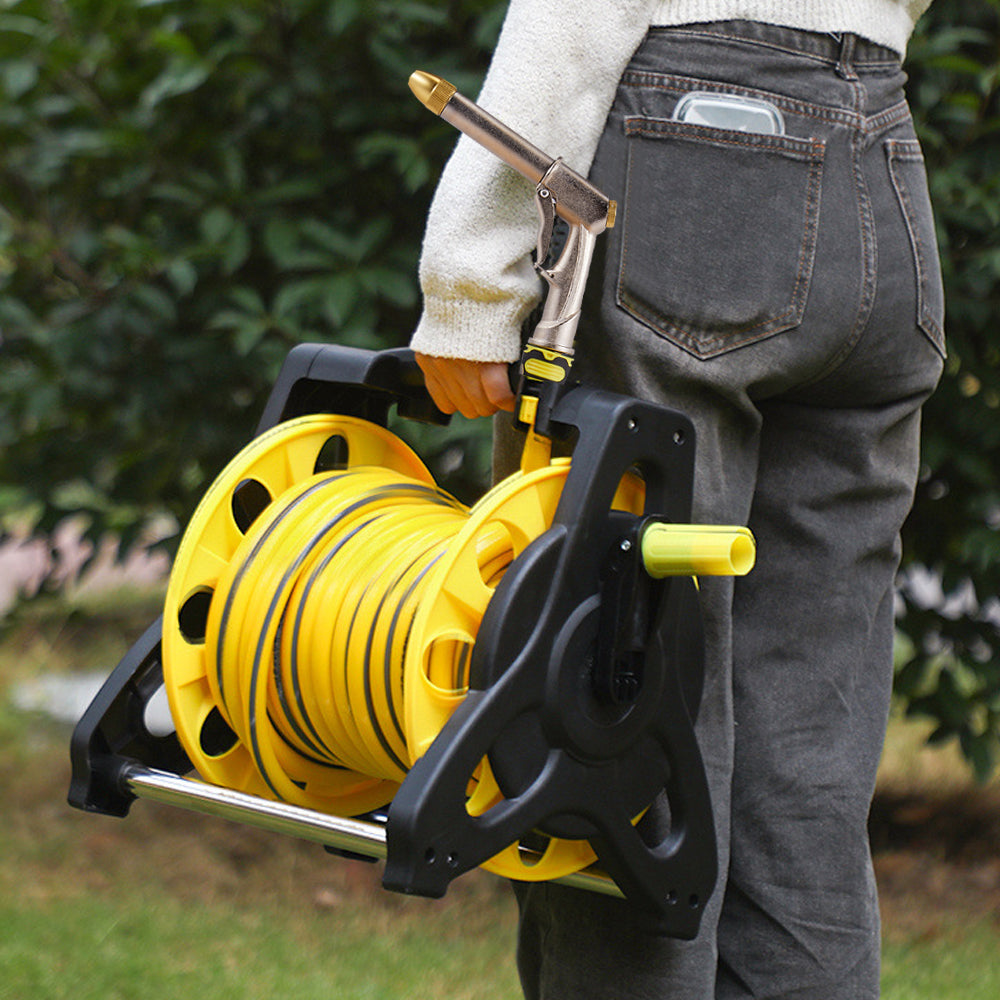 25m Portable Garden Watering Hose Reel Set