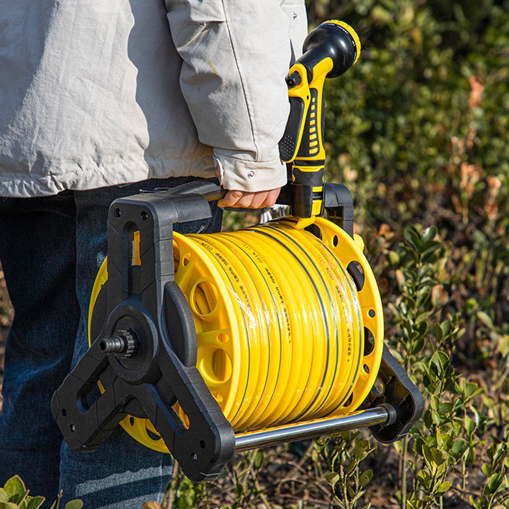 25/35m Portable Garden Watering Hose Reel Set