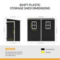4 x 8 ft Plastic Garden Storage Shed with Pent Roof & Single Door