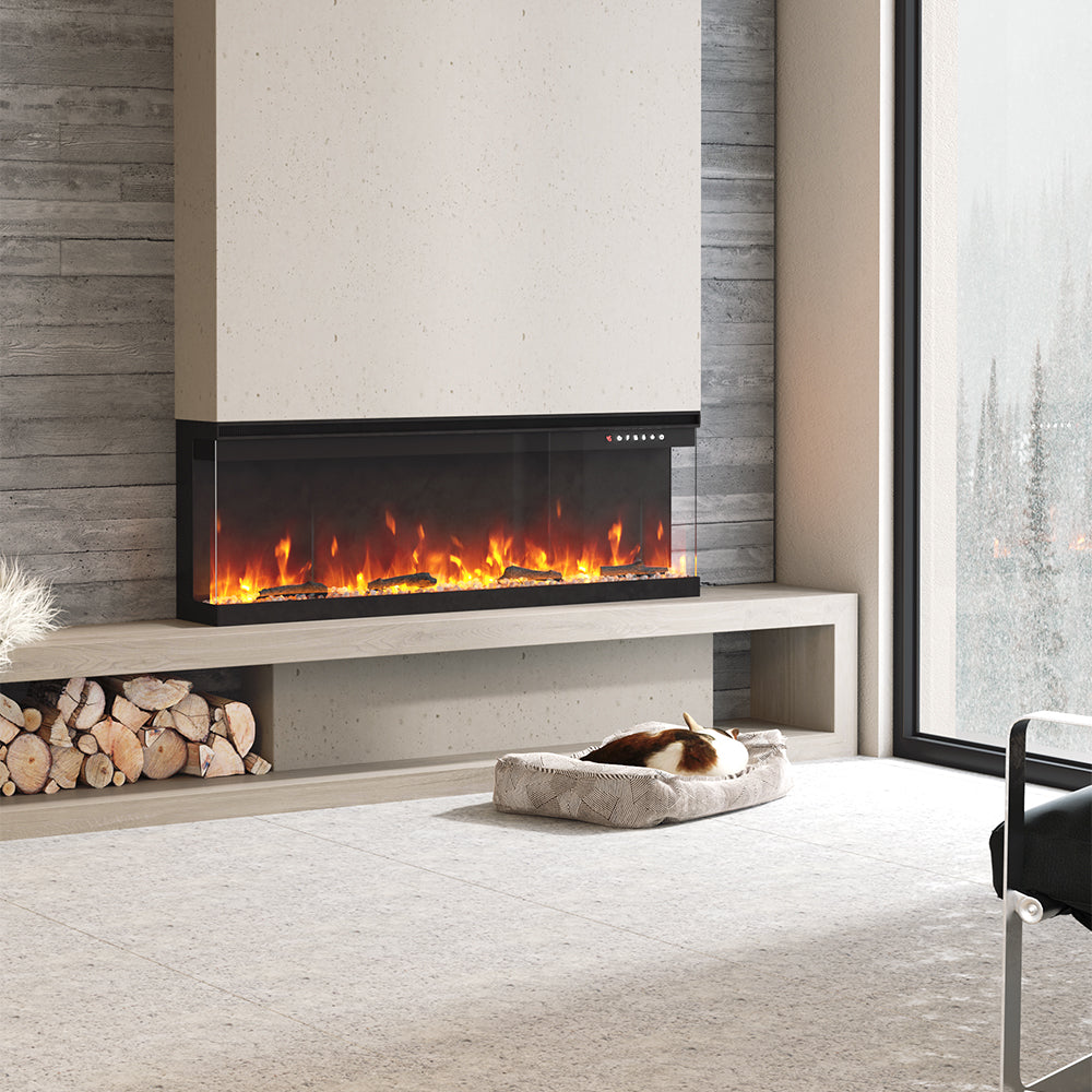 50inch Recessed and Freestanding Electric Fireplace with Remote Control