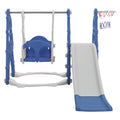 Blue/Pink Kids Toddler Swing and Slide Set with Basketball Hoop