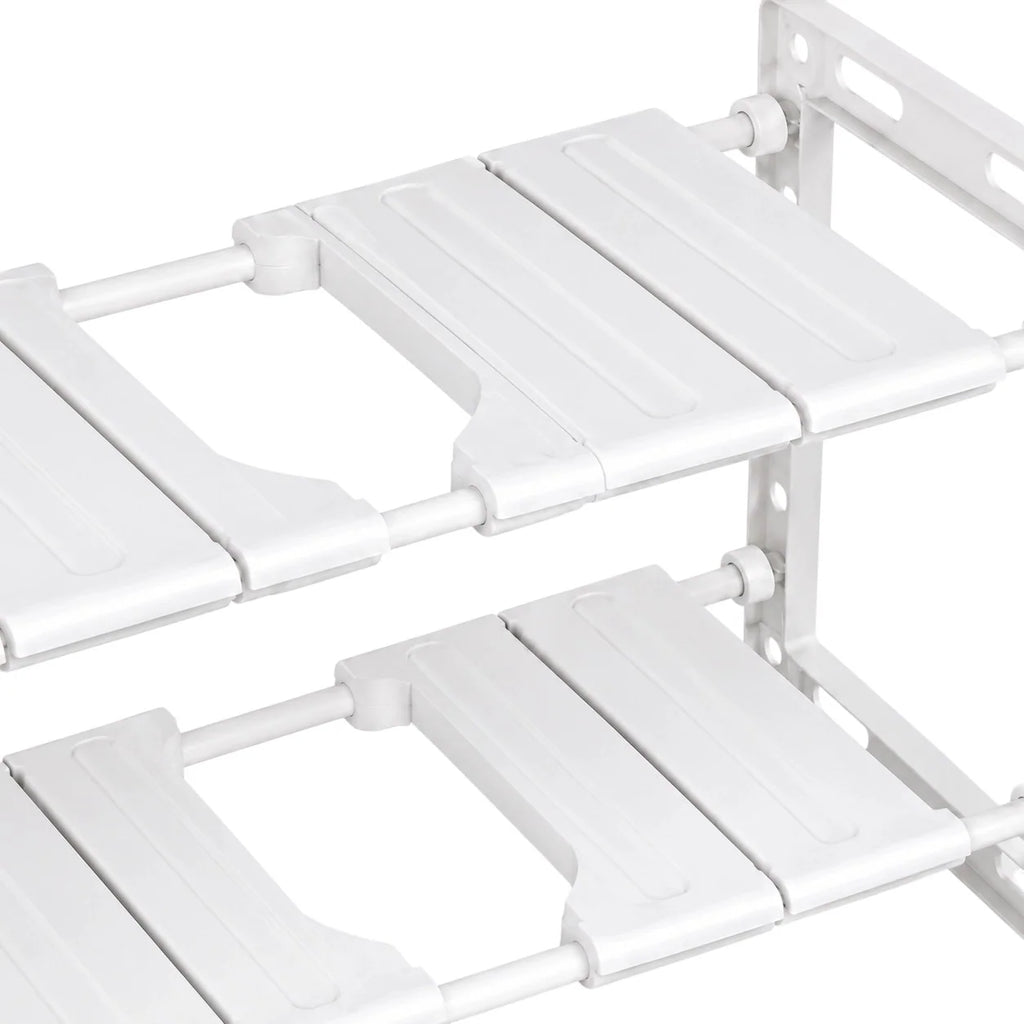 Adjustable 2-Tier Under-Sink Organiser Rack, White, 51-80 x 26 x 38 cm