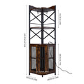 5-Tier Corner Bar Cabinet with Built-in Power Outlet and LED Lights