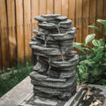 Garden Water Feature Outdoor LED Waterfall Electric Fountain Rockery Decor