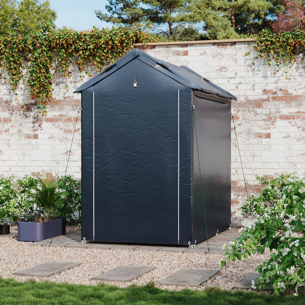 Garden Storage Shelter with Waterproof PE Cover & Metal Frame