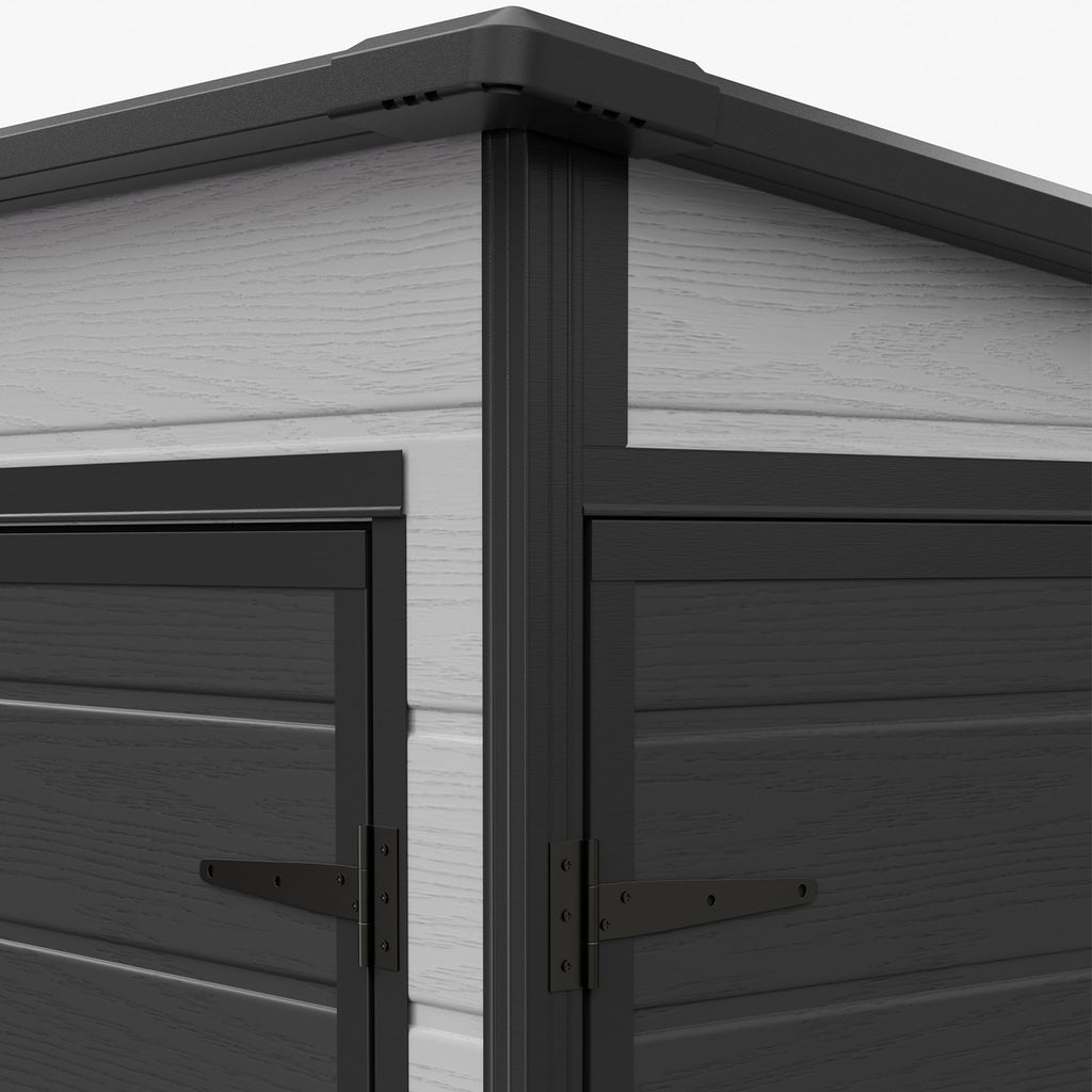 4 x 8 ft Plastic Garden Storage Shed with Pent Roof & Lockable Door