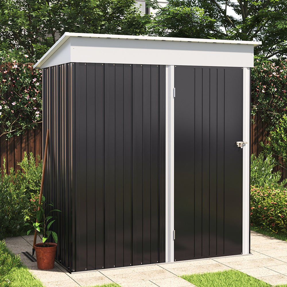 5 x 3 ft Metal Garden Storage Shed with Pent Roof & Shelves