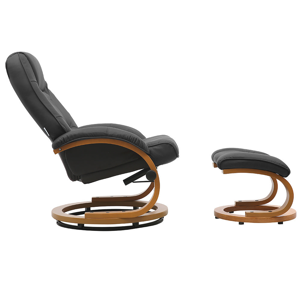 Black Ergonomic Executive Office Reclining Chair with Footstool