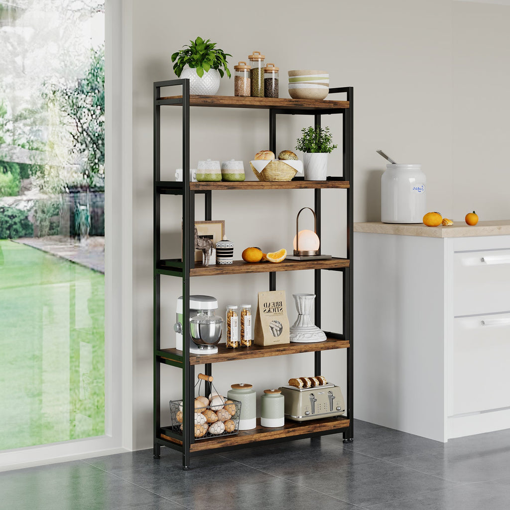 Industrial Open Bookshelf Display Rack for Living Room