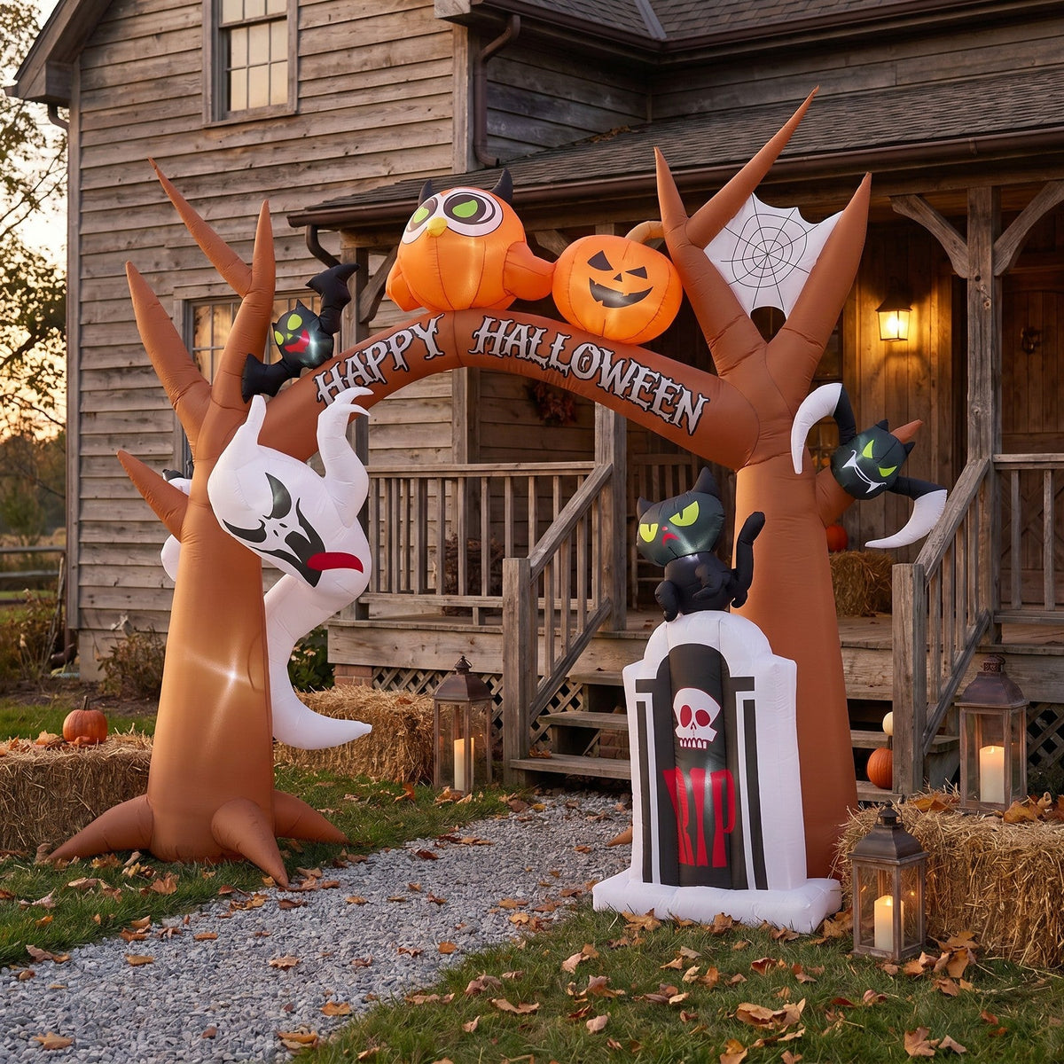 9FT Blow-up Halloween Archway Inflatable Decoration with Built-in LED Lights