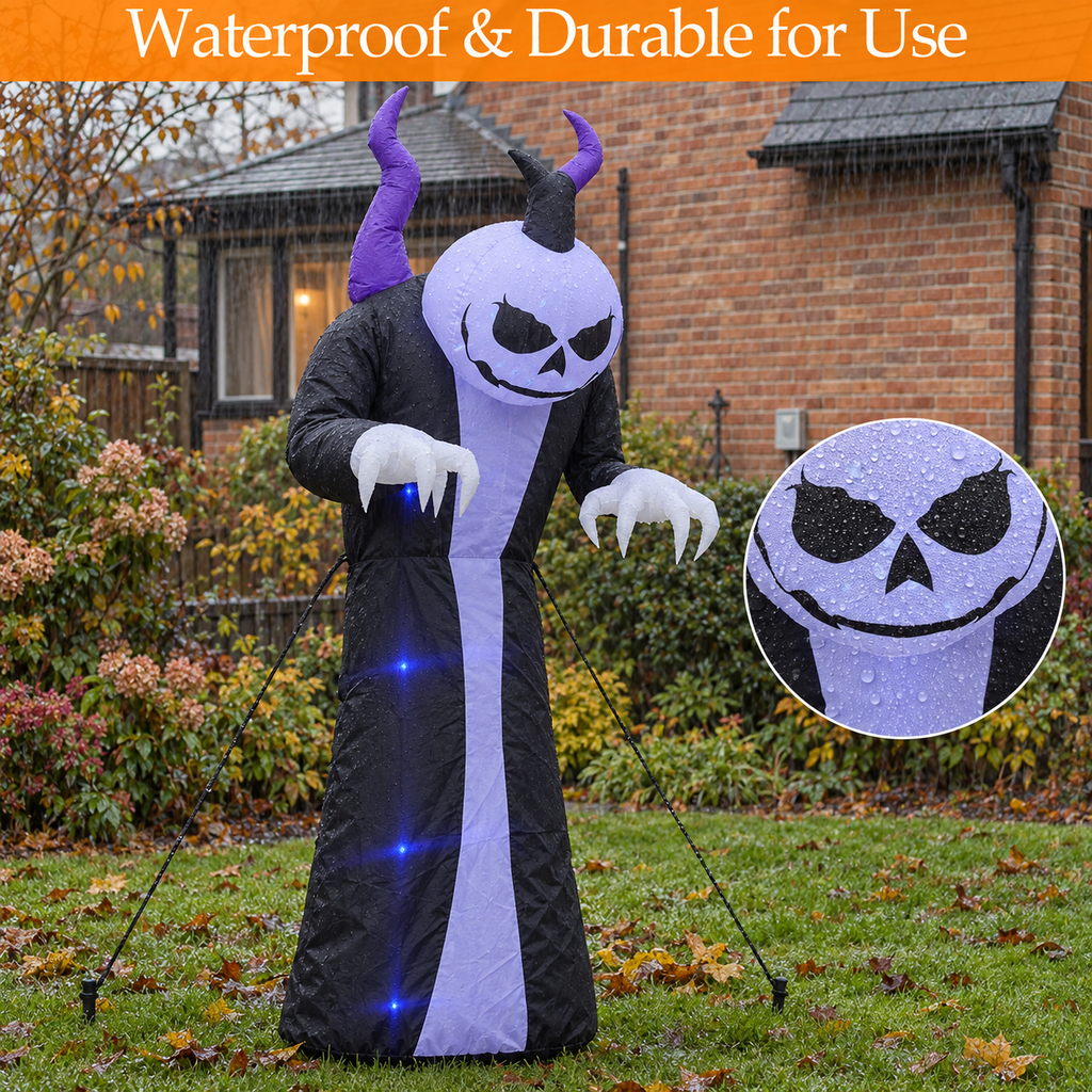 Halloween Inflatable Outdoor Ghost with Raising Hands and LED Lights Yard Decoration