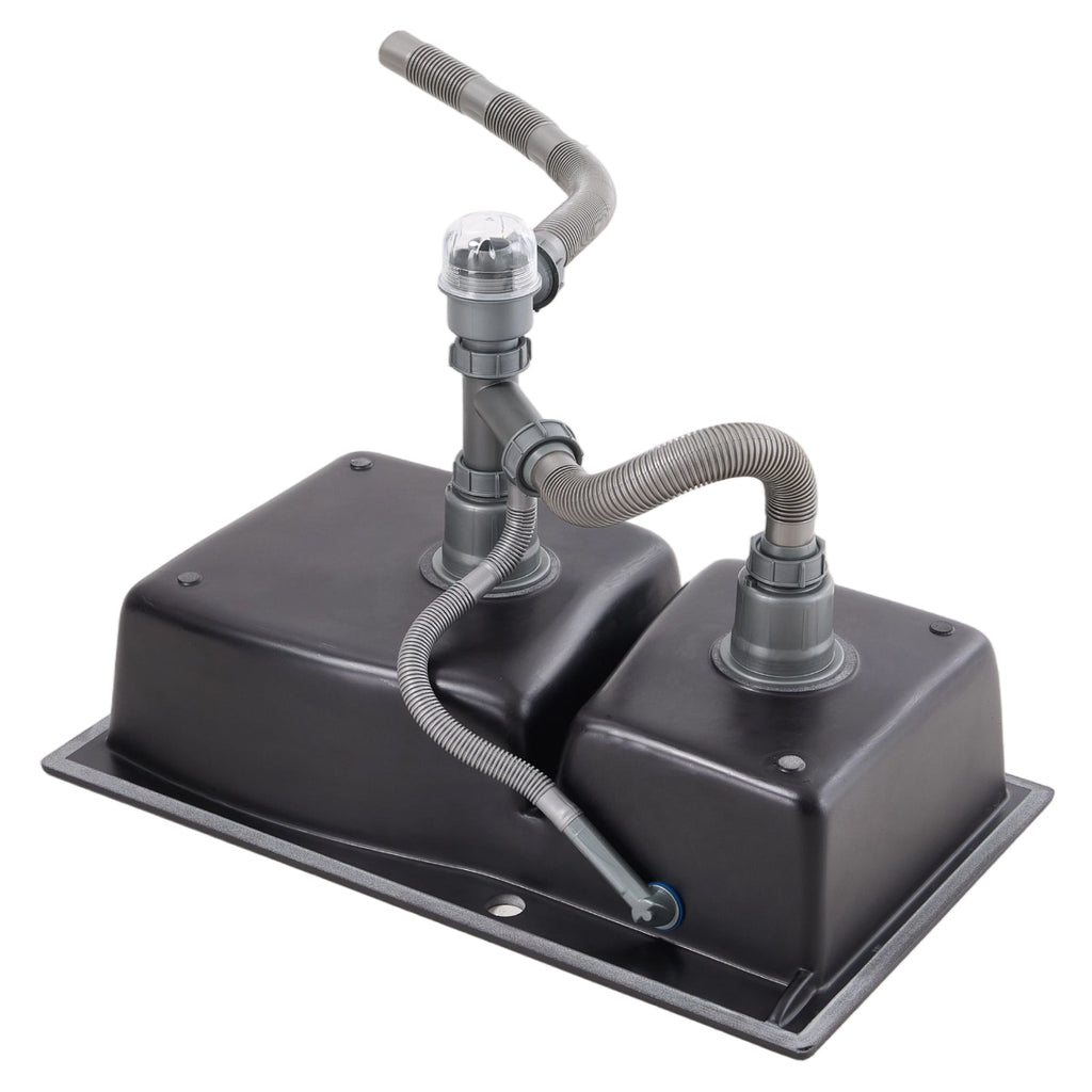 Modern Double Bowl Quartz Resin Composite Kitchen Sink with Waste Kit