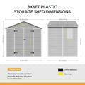 8 x 6 ft Plastic Garden Storage Shed with Apex Roof & Double Doors
