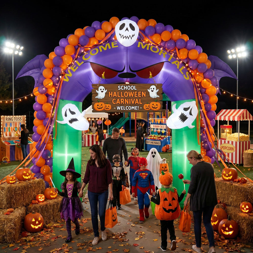 8.2FT Halloween Inflatable Devil Archway Decoration with Built-in Lights