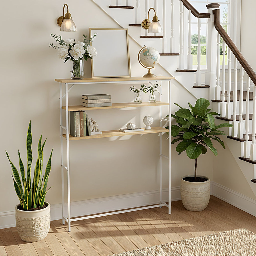 3-Tier Wood-Grain Narrow Console Table