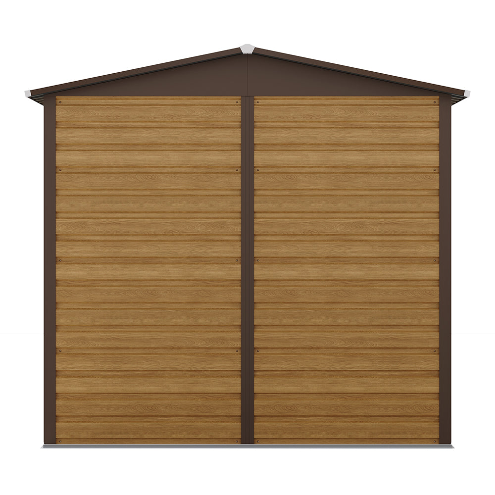 6 x 4 ft Wood Effect Galvanised Steel Garden Storage Shed with Apex Roof