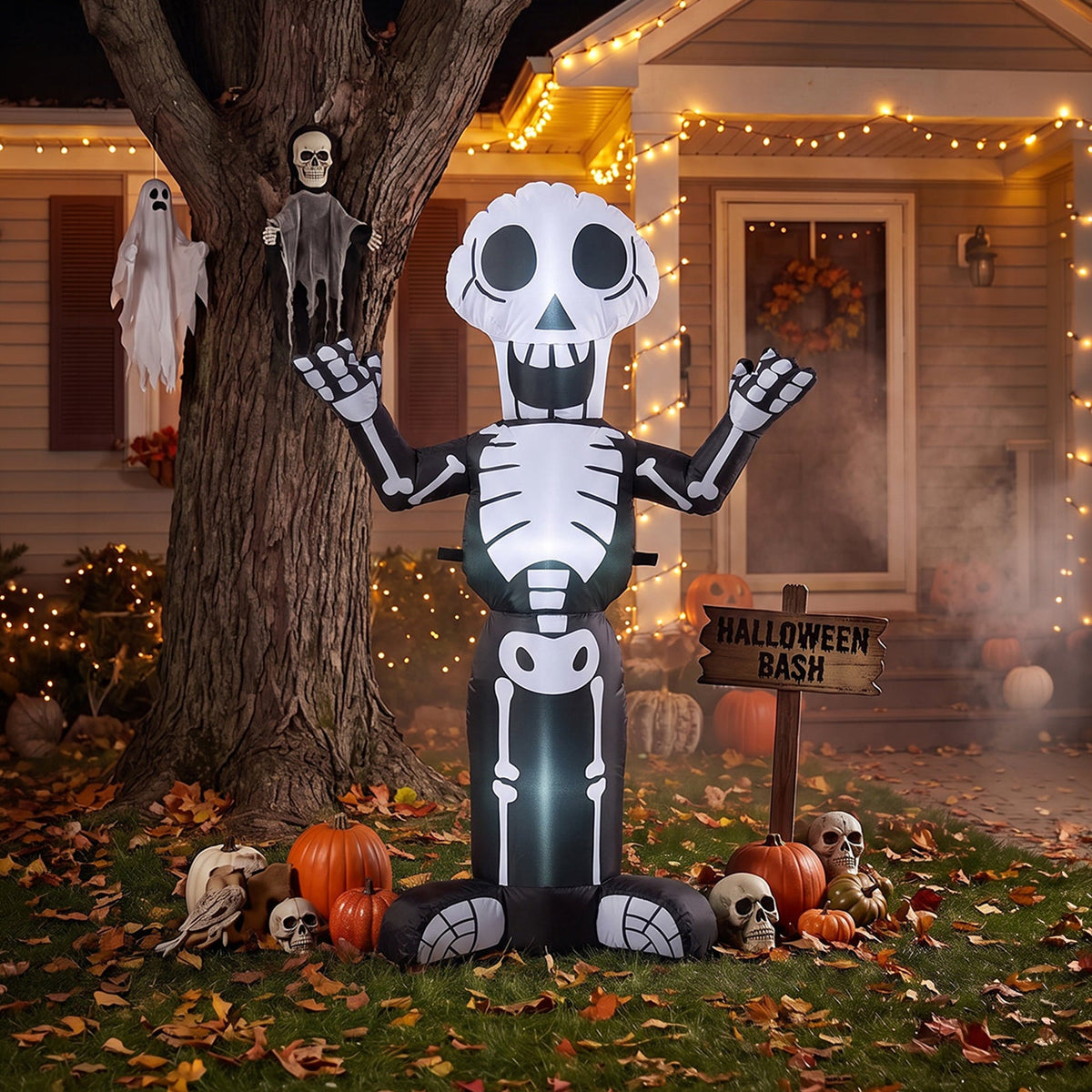 4 FT Halloween Inflatable Skeleton Decoration with LED Lights
