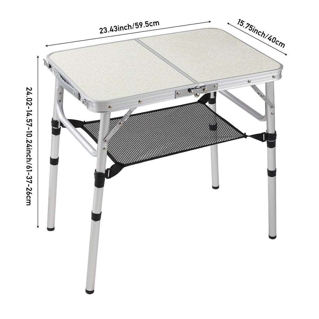 Adjustable Height Folding Camping Table with Carrying Handle