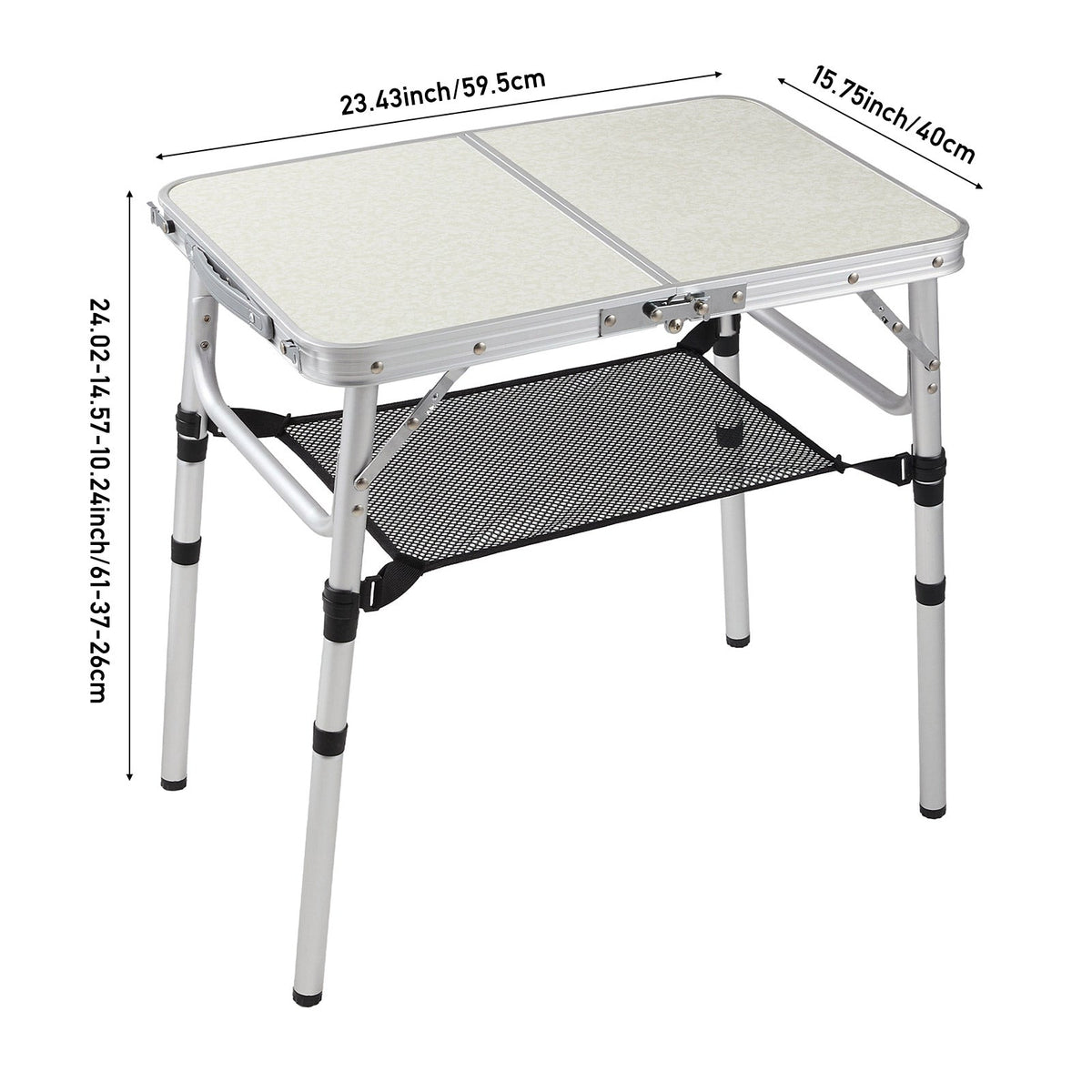 Adjustable Height Folding Camping Table with Carrying Handle