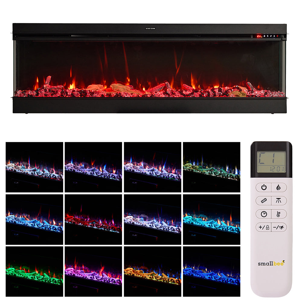 50/60/70'' 3 Side Electric Fireplace with Remote Control