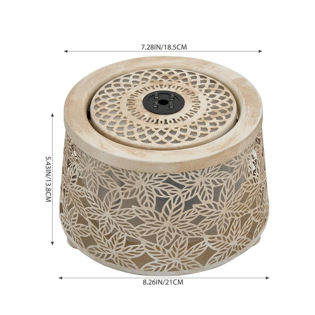 Creative Metal Tabletop Fountain with Warm Light & Leaf Design