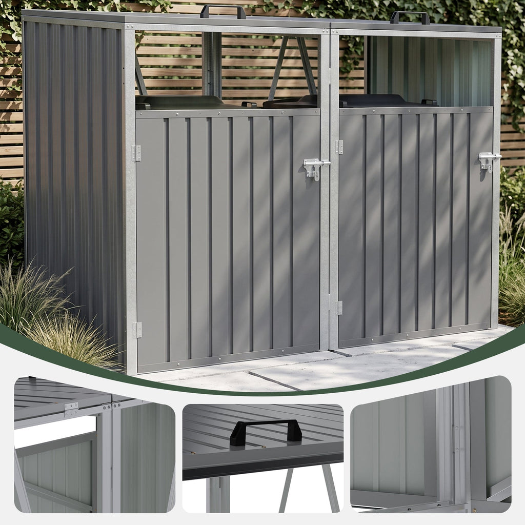 5x4 FT Metal Double Bin Storage Shed