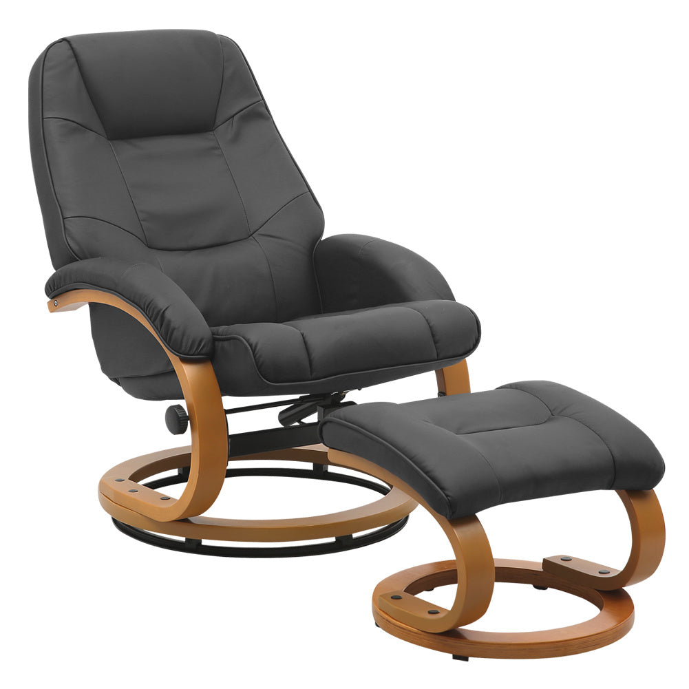 Black Ergonomic Executive Office Reclining Chair with Footstool