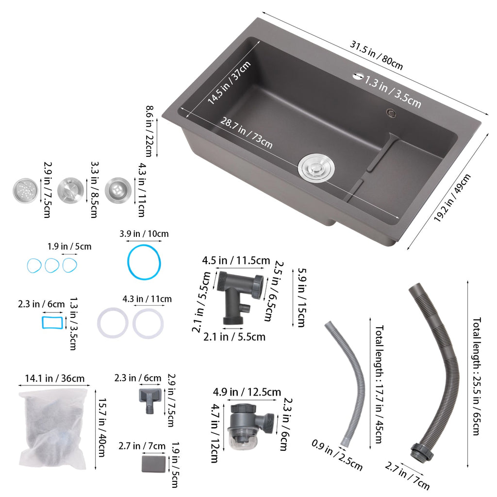 Modern Quartz Resin Composite Kitchen Sink with Waste Kit