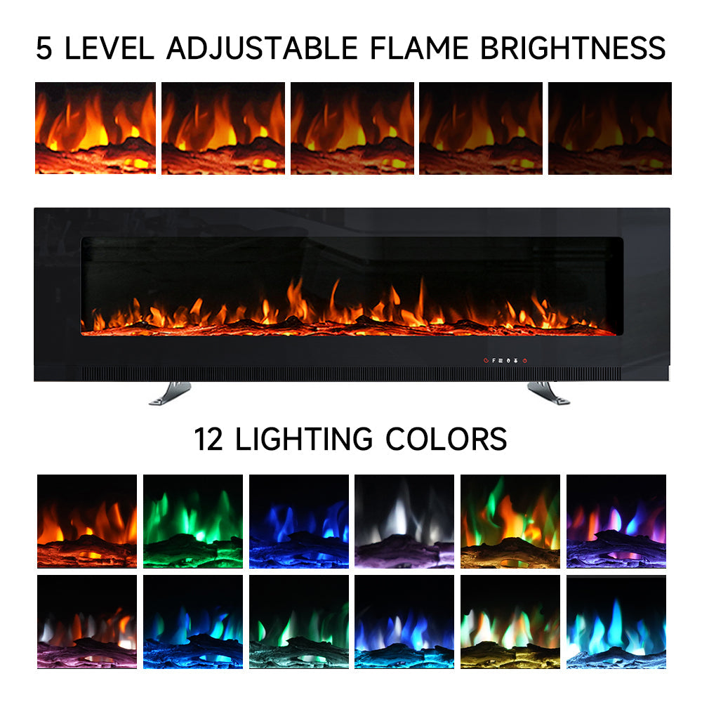Wall Mounted Electric Fireplace with Remote Control
