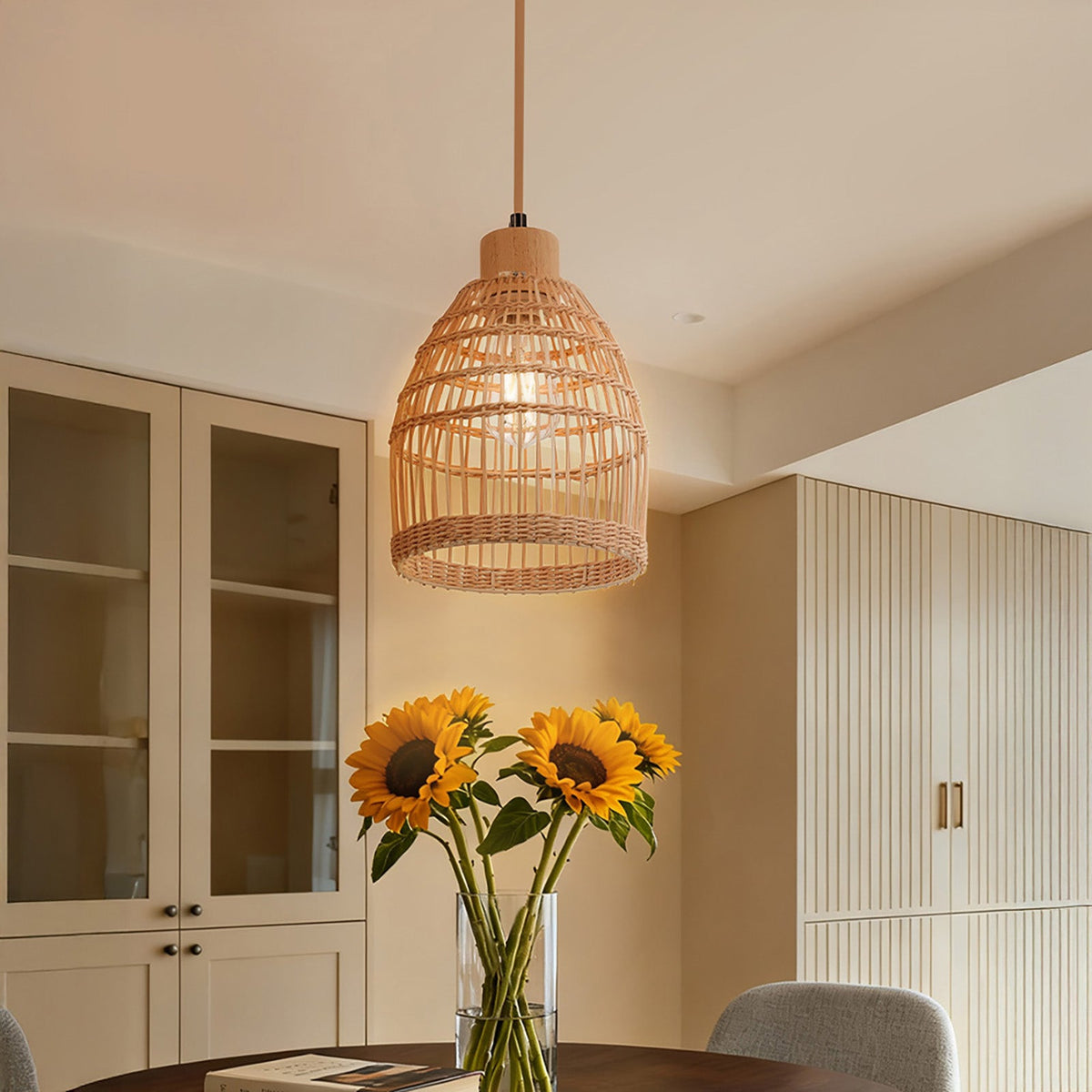 E27 Bamboo-woven Ceiling Pendant Light
