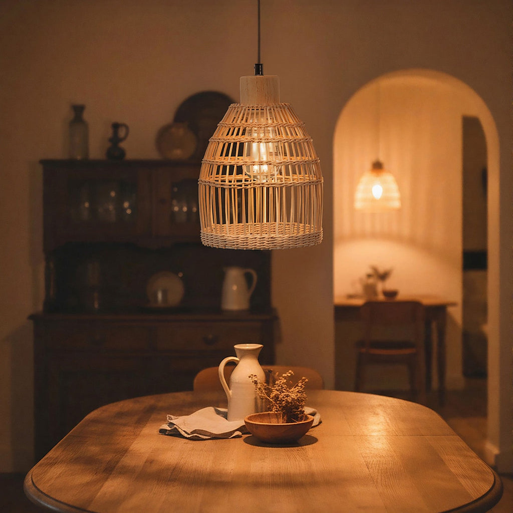 E27 Bamboo-woven Ceiling Pendant Light