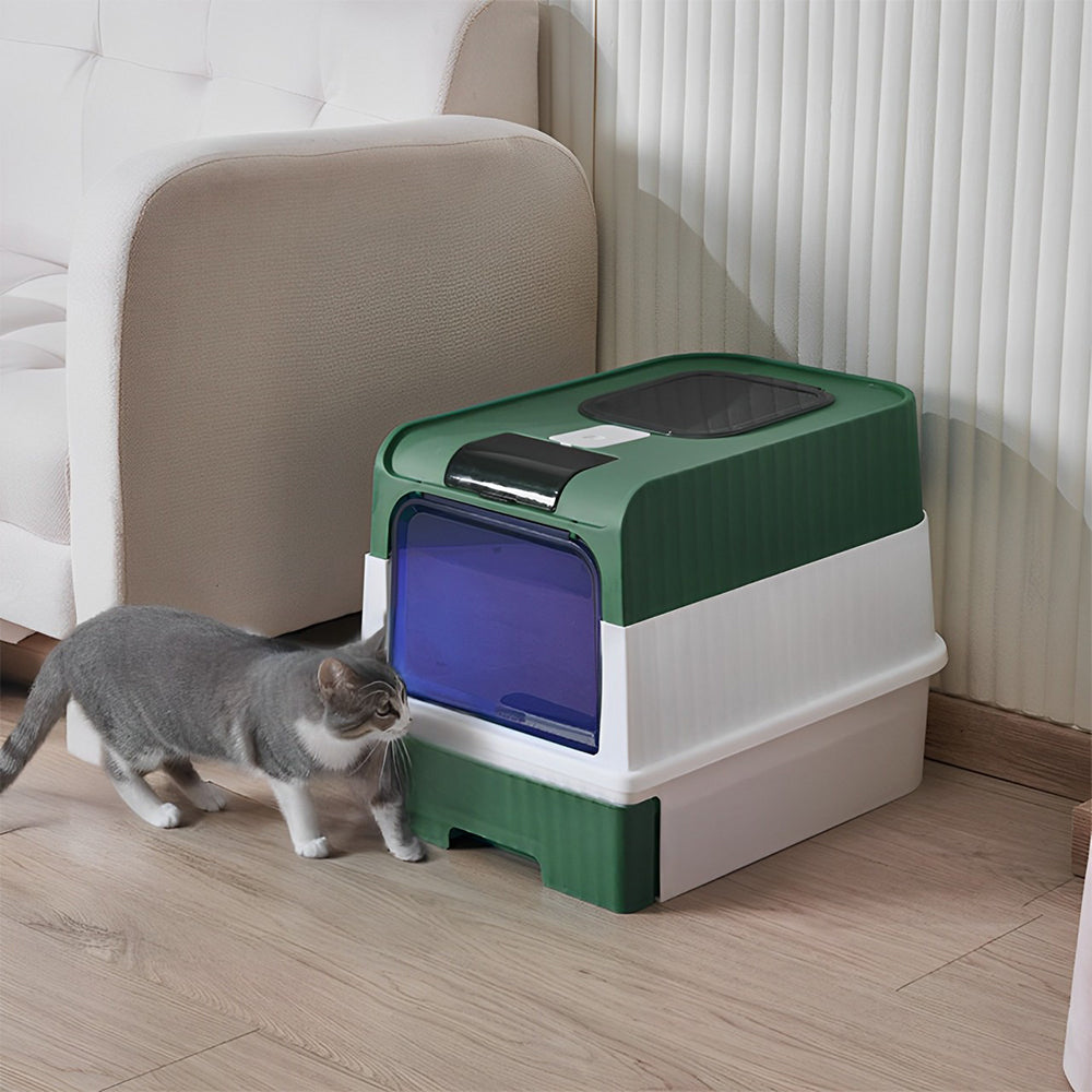 Fully Enclosed Cat Litter Box with UV Sterilization