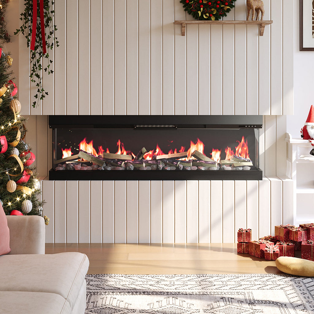 60/70 Inch 3-Sided Smart Electric Fireplace