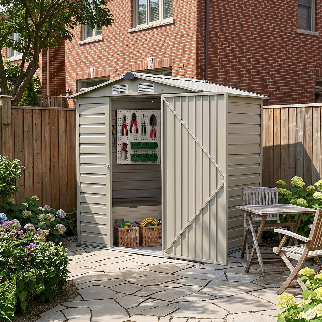 6 x 4 ft Metal Garden Storage Shed with Apex Roof & Padlockable Door