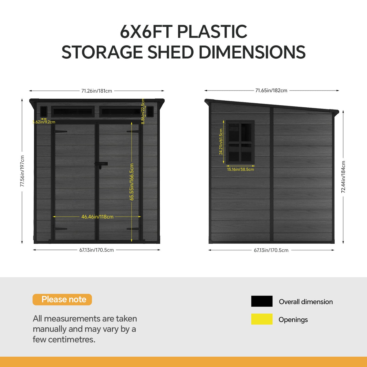 6 x 6 FT Outdoor Garden Pent Roof Tool Storage Shed