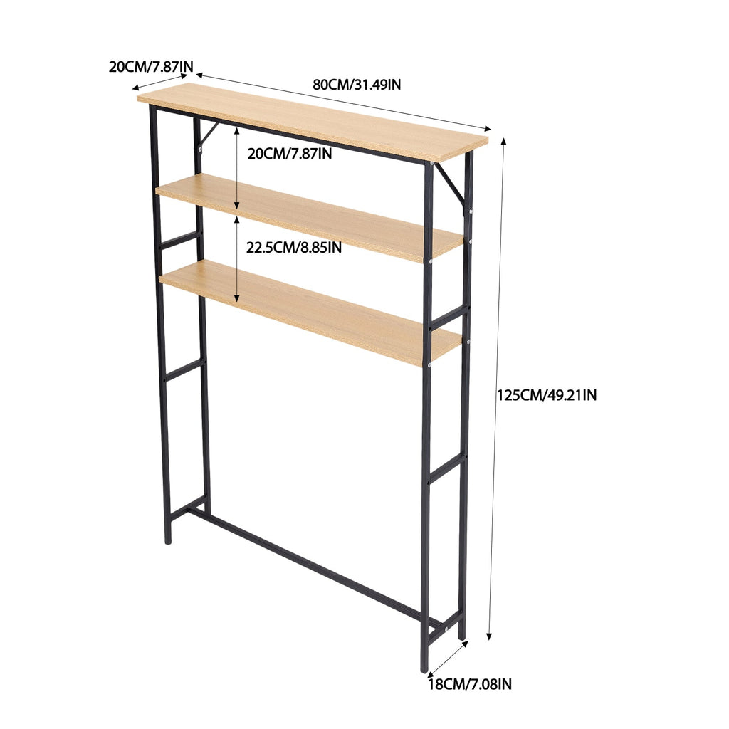 3-Tier Wood-Grain Narrow Console Table