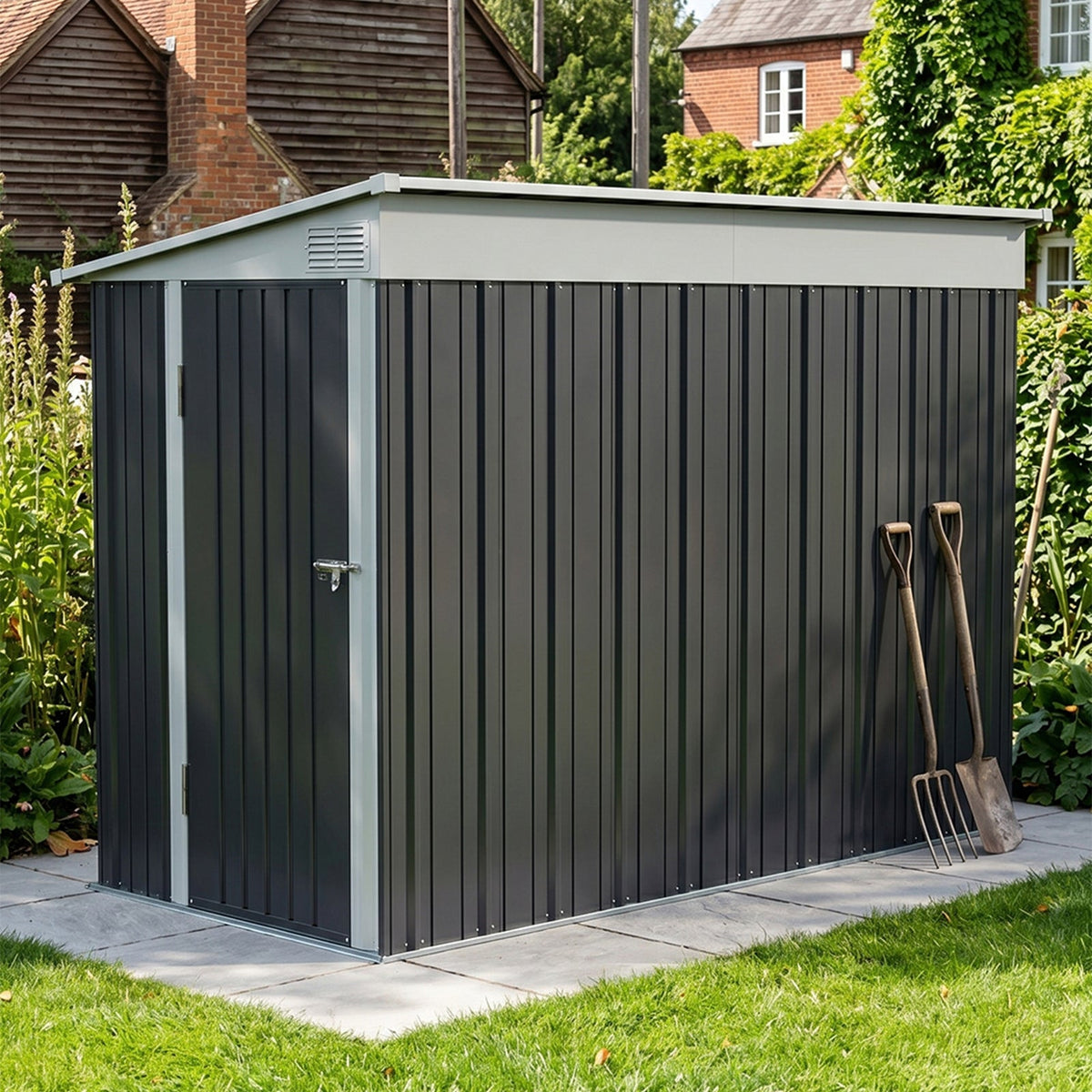 9 x 4 ft Metal Garden Storage Shed with Pent Roof