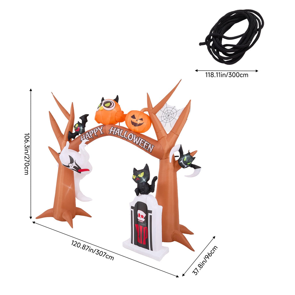 9FT Blow-up Halloween Archway Inflatable Decoration with Built-in LED Lights