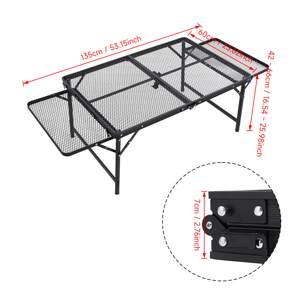 Outdoor Portable Height-Adjustable Folding Camping Table