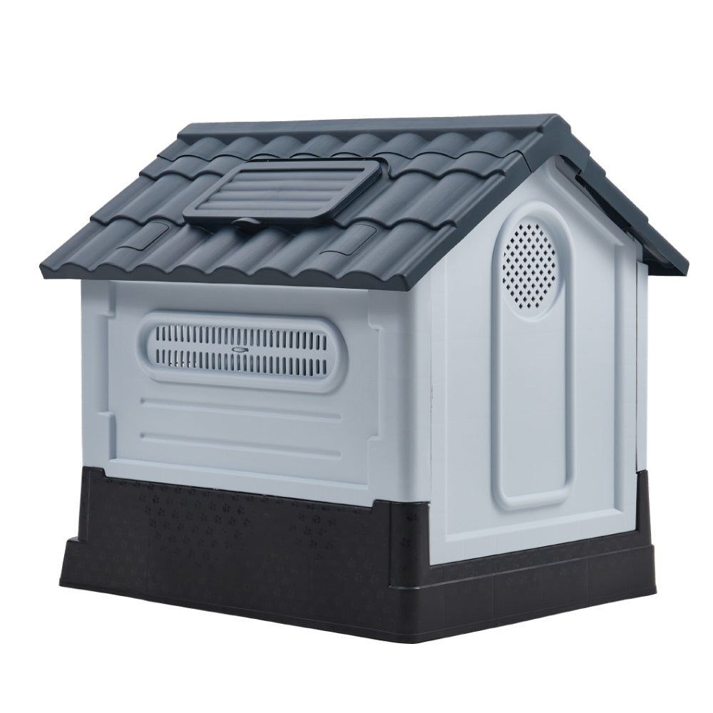 Weatherproof Plastic Dog House Kennel with Skylight and Door